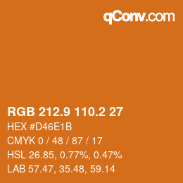 カラーコード: RGB 212.9 110.2 27 | qconv.com
