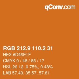 カラーコード: RGB 212.9 110.2 31 | qconv.com