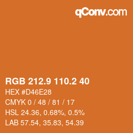 カラーコード: RGB 212.9 110.2 40 | qconv.com