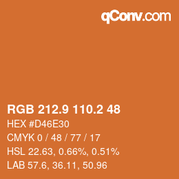 カラーコード: RGB 212.9 110.2 48 | qconv.com