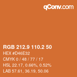 カラーコード: RGB 212.9 110.2 50 | qconv.com