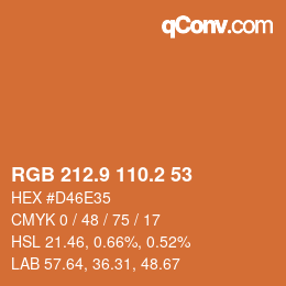 Color code: RGB 212.9 110.2 53 | qconv.com