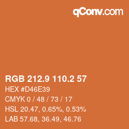 Código de color: RGB 212.9 110.2 57 | qconv.com