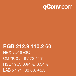 カラーコード: RGB 212.9 110.2 60 | qconv.com