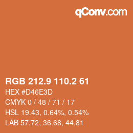 Color code: RGB 212.9 110.2 61 | qconv.com