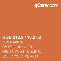 Color code: RGB 212.9 110.2 62 | qconv.com