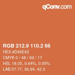 Color code: RGB 212.9 110.2 66 | qconv.com