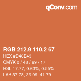 Color code: RGB 212.9 110.2 67 | qconv.com