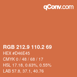 カラーコード: RGB 212.9 110.2 69 | qconv.com