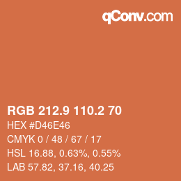 カラーコード: RGB 212.9 110.2 70 | qconv.com