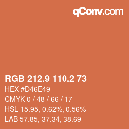 カラーコード: RGB 212.9 110.2 73 | qconv.com