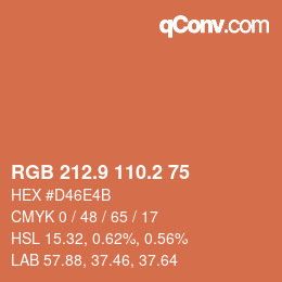 カラーコード: RGB 212.9 110.2 75 | qconv.com