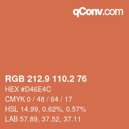 Farbcode: RGB 212.9 110.2 76 | qconv.com