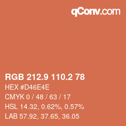 カラーコード: RGB 212.9 110.2 78 | qconv.com