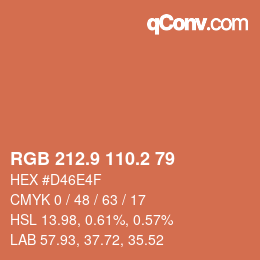 カラーコード: RGB 212.9 110.2 79 | qconv.com
