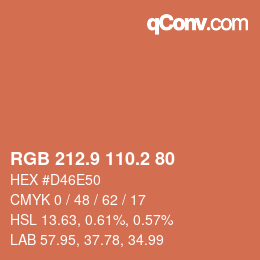 Color code: RGB 212.9 110.2 80 | qconv.com