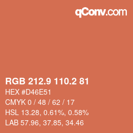 Color code: RGB 212.9 110.2 81 | qconv.com