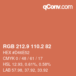Color code: RGB 212.9 110.2 82 | qconv.com