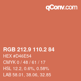 Farbcode: RGB 212.9 110.2 84 | qconv.com