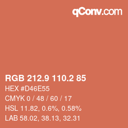 Color code: RGB 212.9 110.2 85 | qconv.com