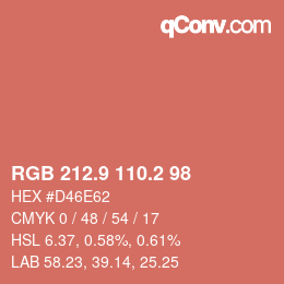 カラーコード: RGB 212.9 110.2 98 | qconv.com