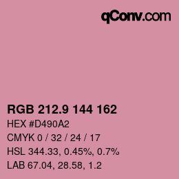 Color code: RGB 212.9 144 162 | qconv.com