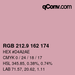 カラーコード: RGB 212.9 162 174 | qconv.com