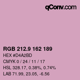 カラーコード: RGB 212.9 162 189 | qconv.com