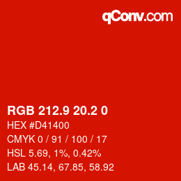 カラーコード: RGB 212.9 20.2 0 | qconv.com