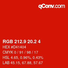 カラーコード: RGB 212.9 20.2 4 | qconv.com