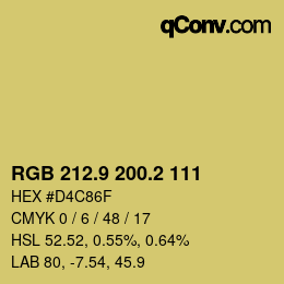 カラーコード: RGB 212.9 200.2 111 | qconv.com