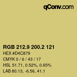 カラーコード: RGB 212.9 200.2 121 | qconv.com