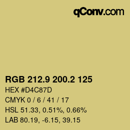 Color code: RGB 212.9 200.2 125 | qconv.com