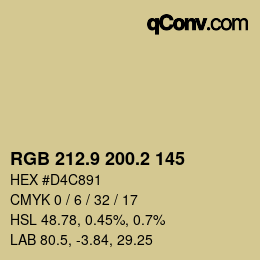 カラーコード: RGB 212.9 200.2 145 | qconv.com