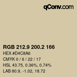 Color code: RGB 212.9 200.2 166 | qconv.com
