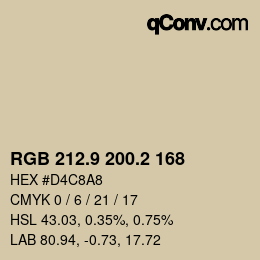 Color code: RGB 212.9 200.2 168 | qconv.com