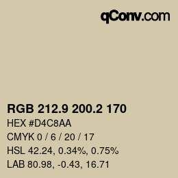 Color code: RGB 212.9 200.2 170 | qconv.com