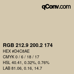 Código de color: RGB 212.9 200.2 174 | qconv.com
