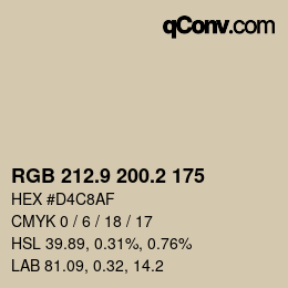 Color code: RGB 212.9 200.2 175 | qconv.com