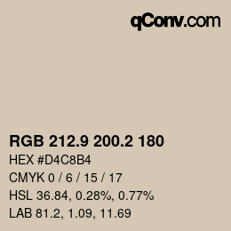 Color code: RGB 212.9 200.2 180 | qconv.com