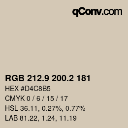 Código de color: RGB 212.9 200.2 181 | qconv.com