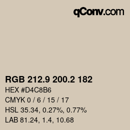 Color code: RGB 212.9 200.2 182 | qconv.com