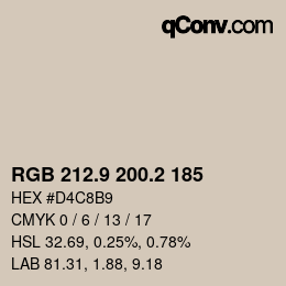 Color code: RGB 212.9 200.2 185 | qconv.com