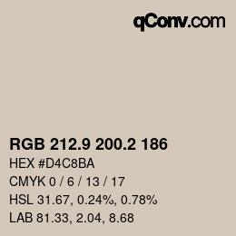 Color code: RGB 212.9 200.2 186 | qconv.com