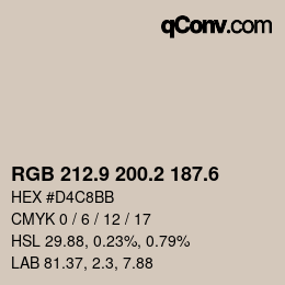 カラーコード: RGB 212.9 200.2 187.6 | qconv.com