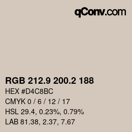 Color code: RGB 212.9 200.2 188 | qconv.com