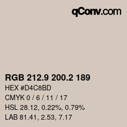 Farbcode: RGB 212.9 200.2 189 | qconv.com
