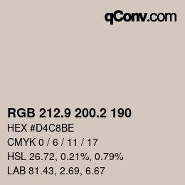 Color code: RGB 212.9 200.2 190 | qconv.com