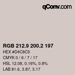 Color code: RGB 212.9 200.2 197 | qconv.com