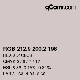 カラーコード: RGB 212.9 200.2 198 | qconv.com